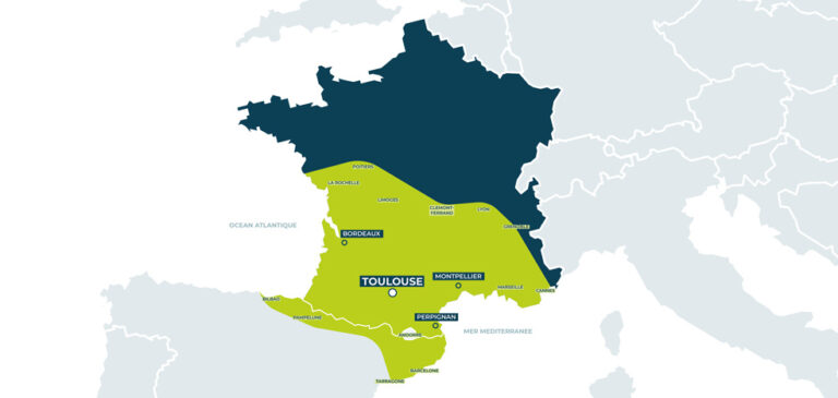 Carte territoire d'intervention de l'agence Toponymy